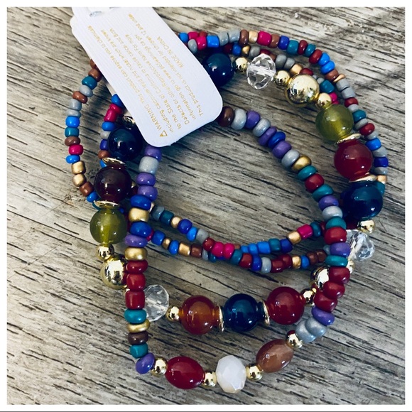 Colorful Stackable beaded stretch bracelets - Picture 2 of 2